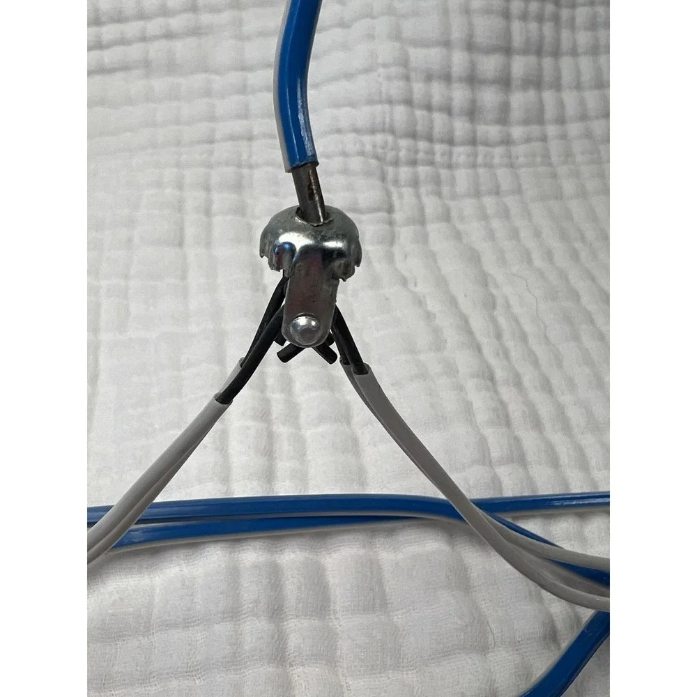 Vintage Folding Wire Travel Clothes Hanger Blue Vinyl Coated Collapsible Luggage